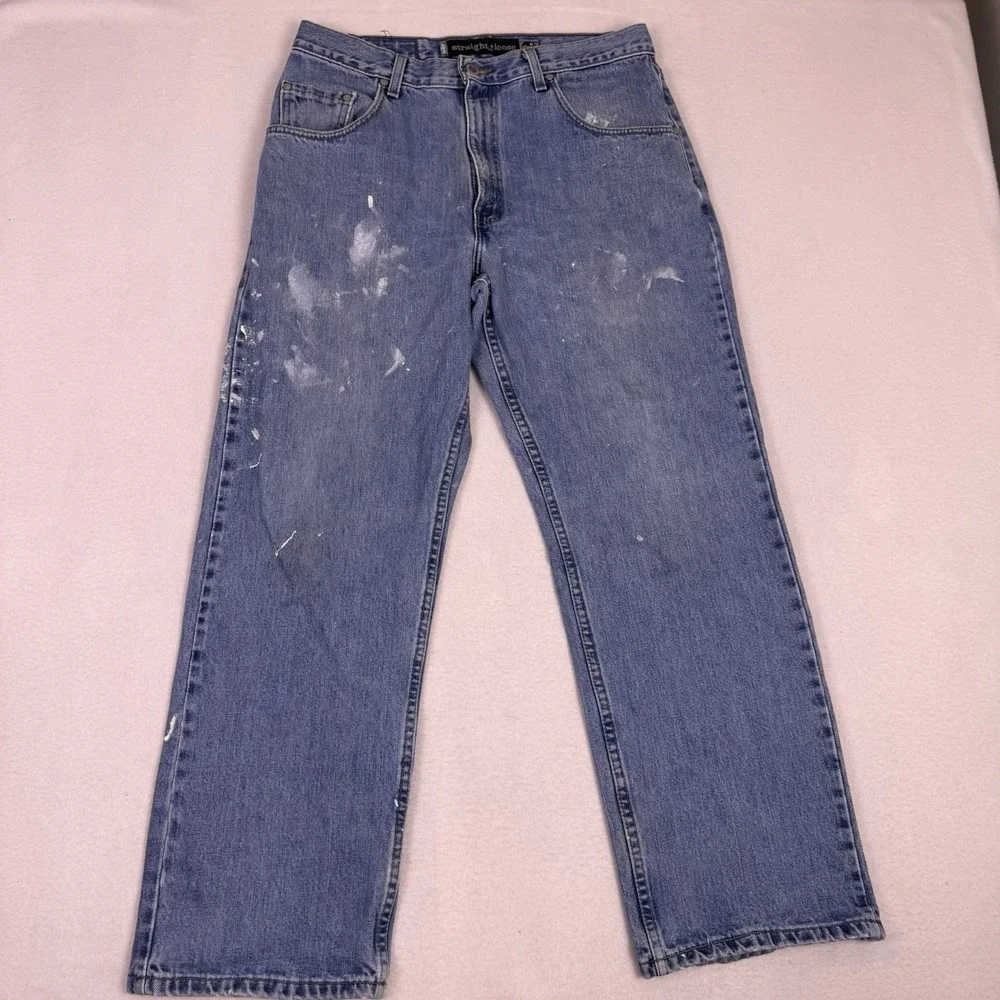 Vintage 1999 Levi's SilverTab‎ Straight Loose 33x30 Paint Splatter USA Skater
